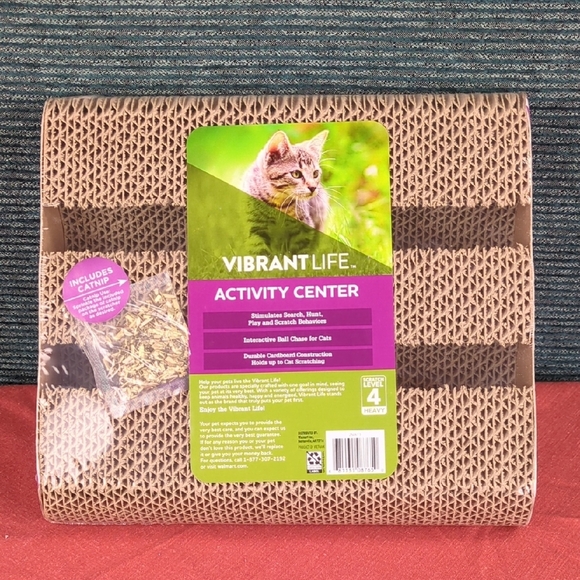 Vibrant Life Kitty Activity Center, Corrugated Cardboard Search Hunt & Scratch - Picture 1 of 13
